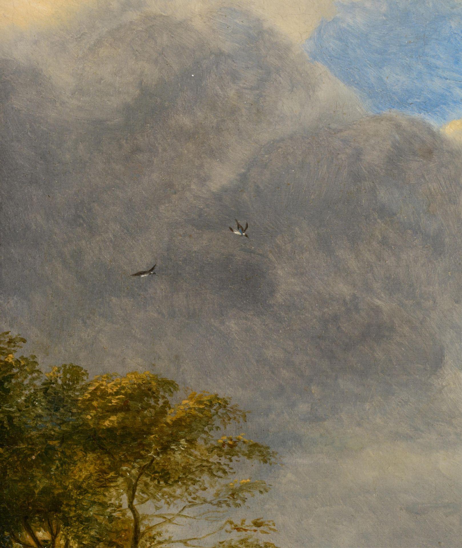 Ommeganck B., the shepherd and his resting flock near the pond, oil on an oak panel, 36 x 40,5 cm - Bild 6 aus 7