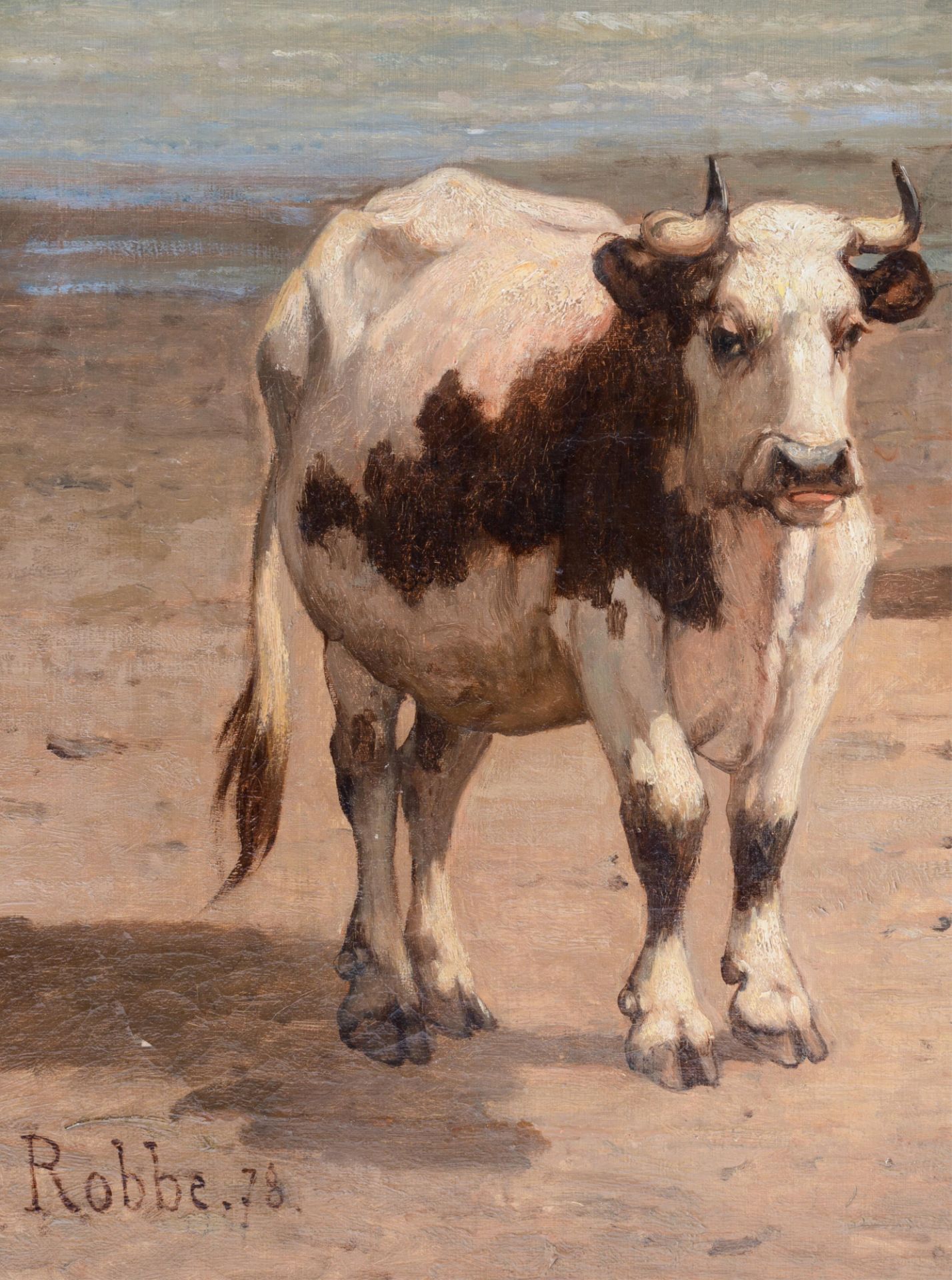 Robbe L. cows resting at the beach, dated (18)78, oil on canvas, 93 x 135 cm - Bild 5 aus 9