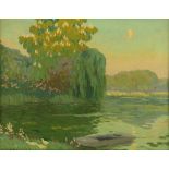 Montobio G., a weeping willow by the pond, oil on triplex, 38 x 48 cm, Is possibly subject of the SA