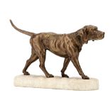 Masson C. the loyal dog, patinated bronze on a stone base, H 18,5 - 22,5 cm (without - with base)