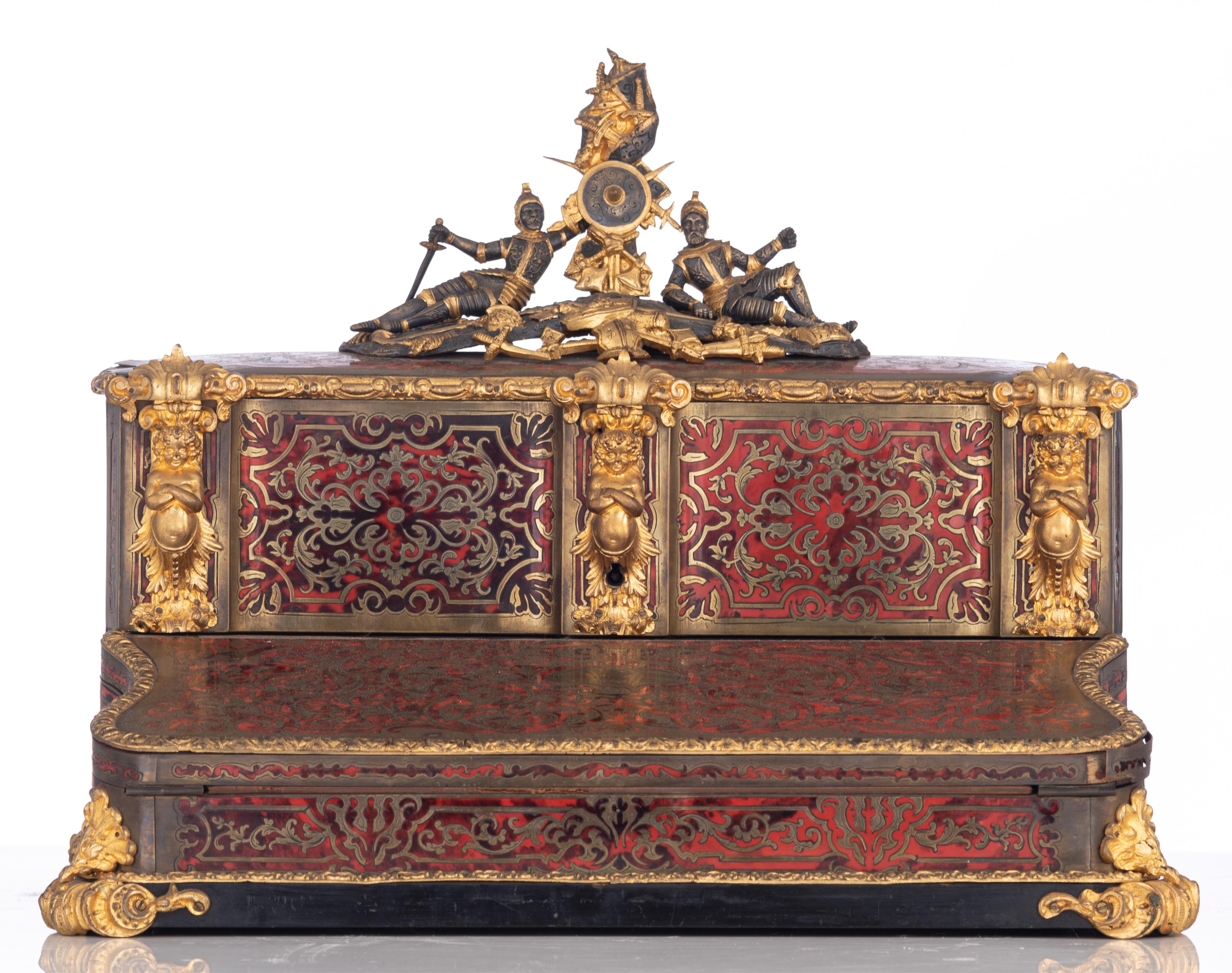 A fine Historicism Revival Napoleon III Boulle work walnut '‚critoire', with gilt bronze mounts and - Image 2 of 15