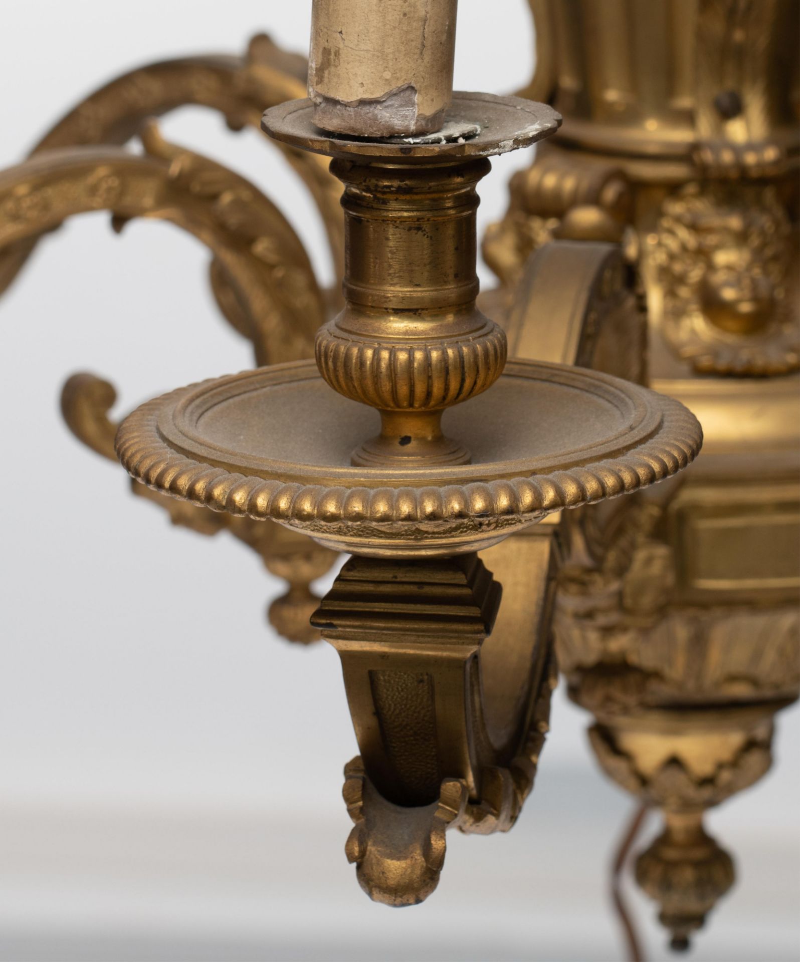 A gilt bronze Baroque style so-called 'Mazarin chandelier', H 60 - › 70 cm - Image 5 of 6