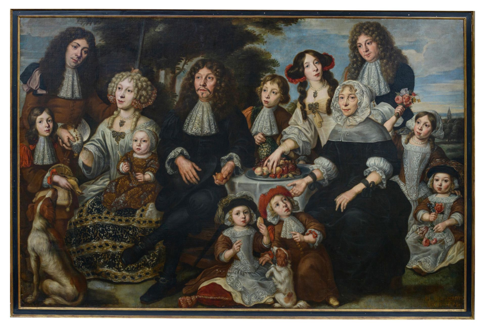 Bernaerdts Ph., the portrait of an important and well-off family, inscribed and dated 'Fecit 1679', - Image 2 of 24