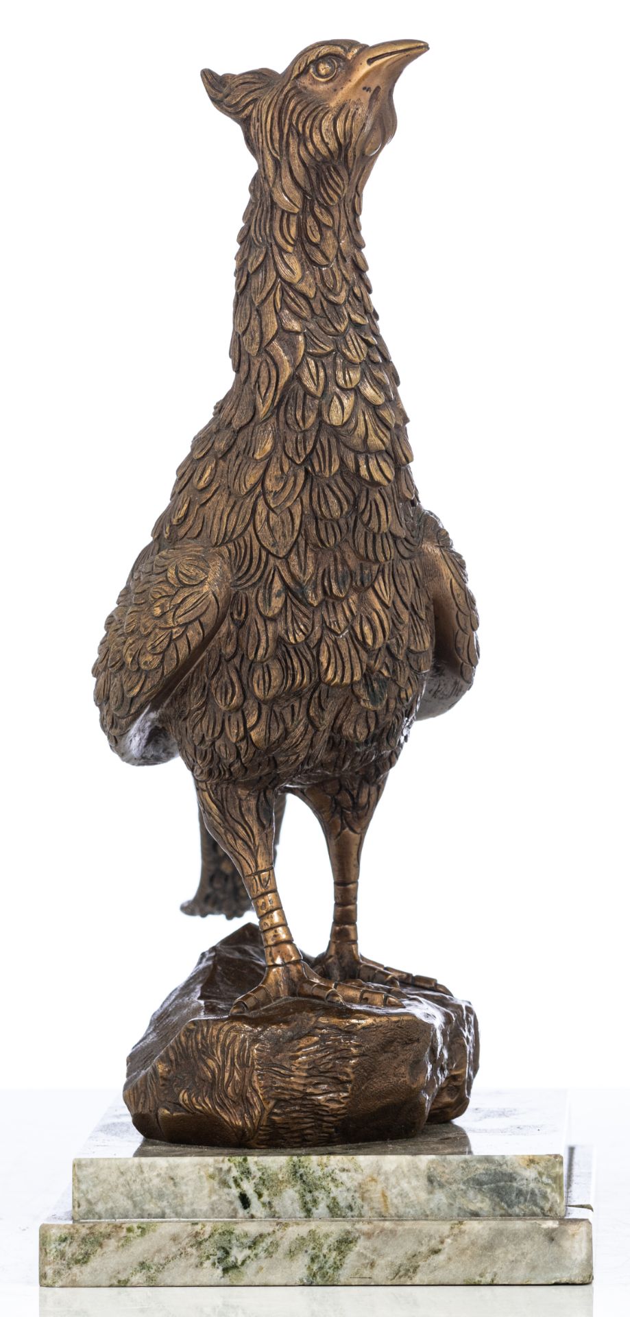 Amorgasti A., a pheasant, patinated bronze, on a green marble base, H (with base) 39 - (without base - Image 2 of 5