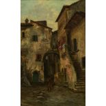 T'Scharner T., the narrow streets of an Oriental town, in the manner of the Orientalist art, oil on