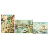 A collection of three landscapes by Charles Verbrugghe, 'Vintimiglia', 'Le petit bras de la Seine, M