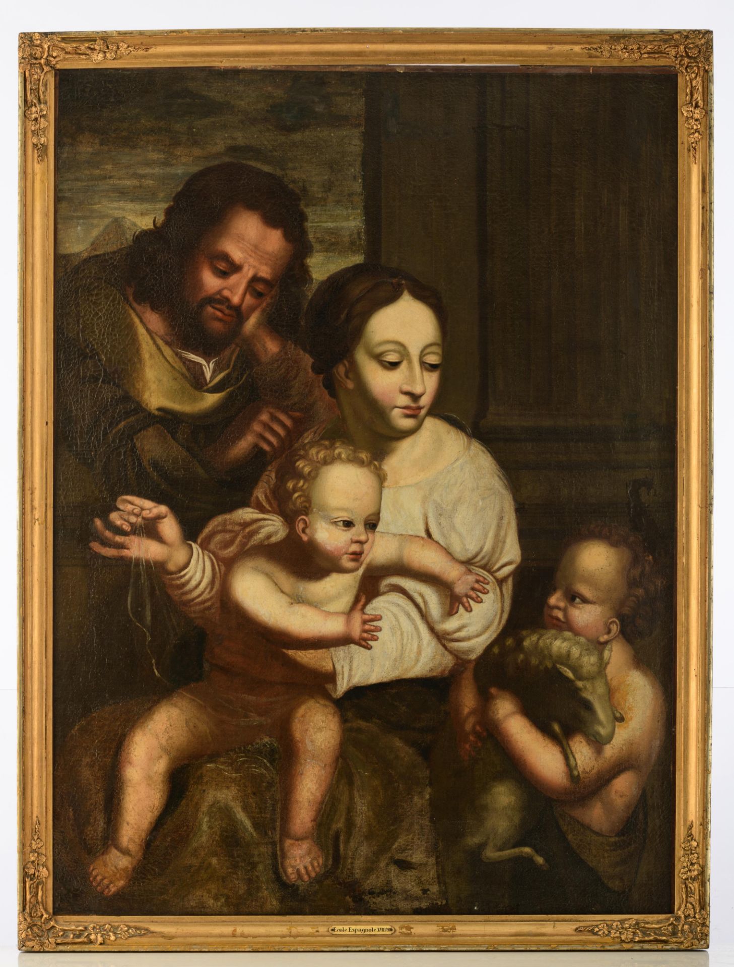 No visible signature, Joseph and Mary holding the Holy Child playing with the young Saint John The B - Image 2 of 11