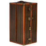 An exceptional 1920s Moynat leather travelling trunk with brass mounts, decorated with the hand-pain