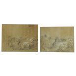 No visible signature, two drawing studies depicting scenes of the last supper, black chalk on Veneti