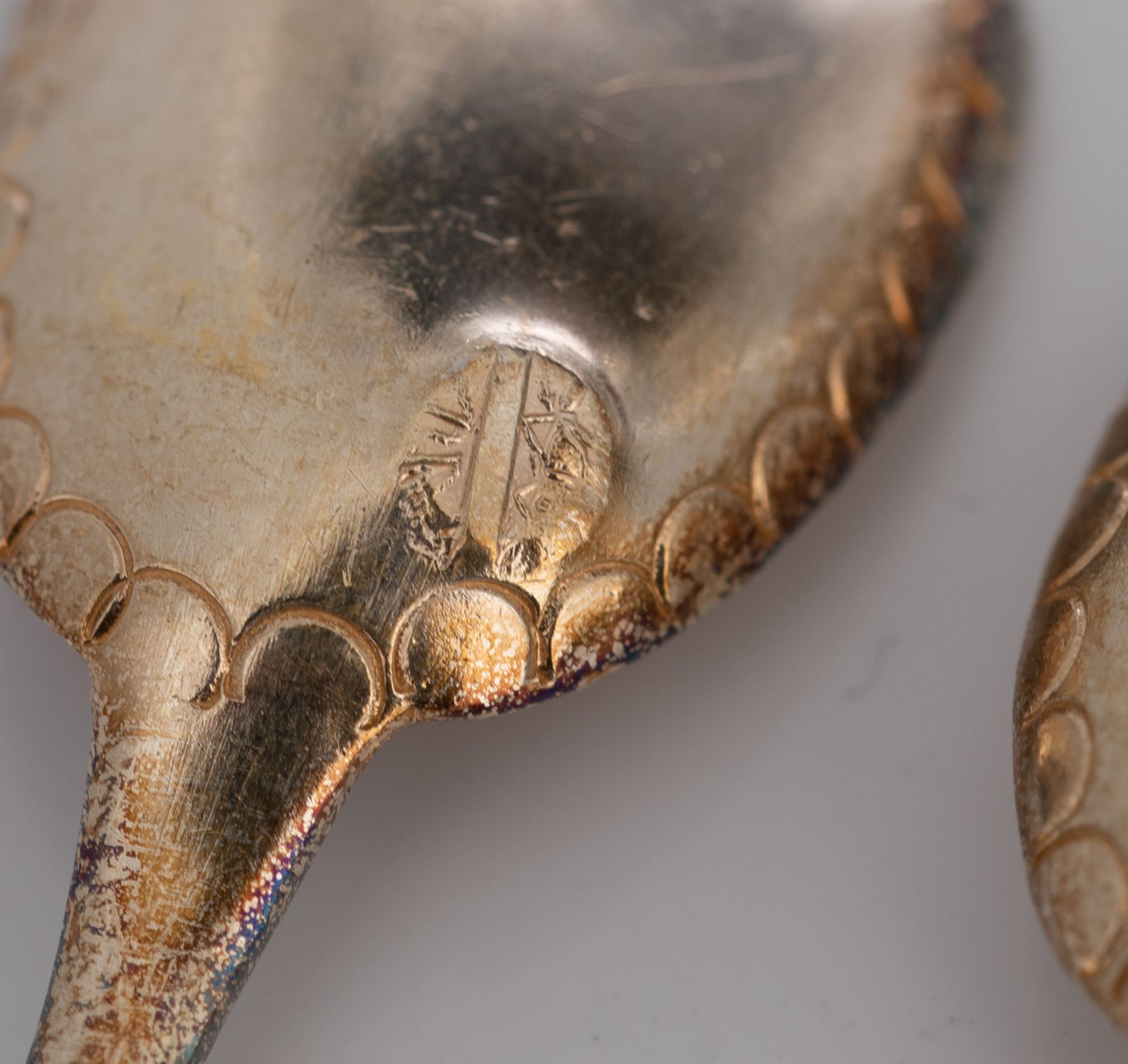 A set of eight Neoclassical silver salts with the blue glass liners and the matching spoons, French - Image 40 of 47