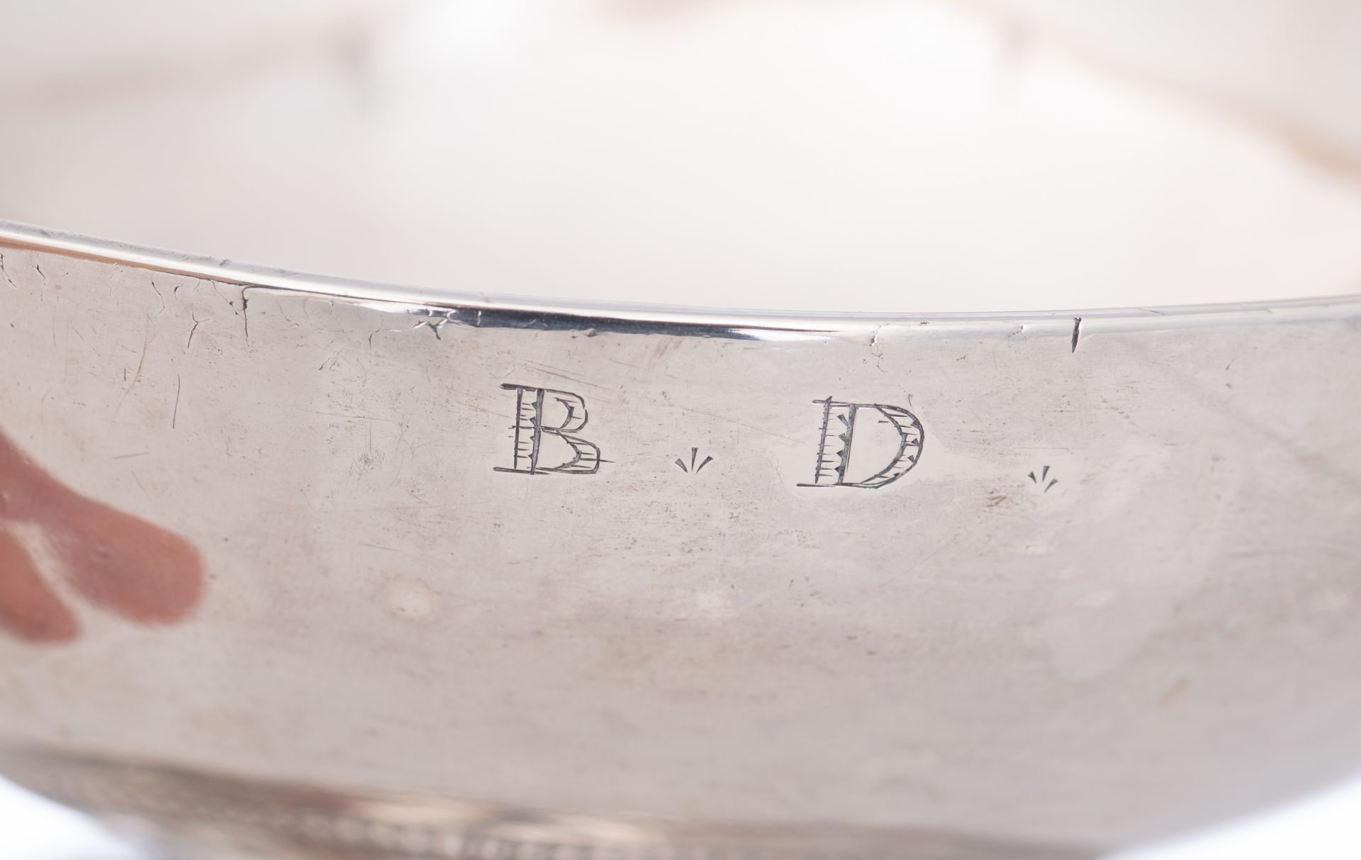 A fine Empire silver wedding cup monogrammed 'B.D.', hallmarked Dijon (1809-1819), 950/000, H 8,5 - - Image 7 of 13
