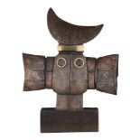 Minnebo H., 'the Moon', dated (19)73, Nø 1/1, patinated bronze on a patinated wooden base, H 28,5 -