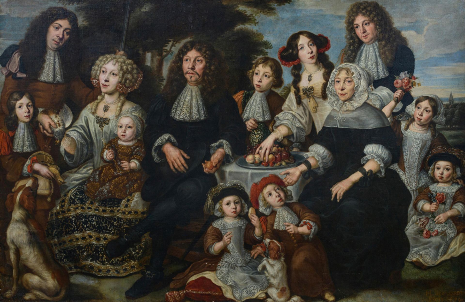 Bernaerdts Ph., the portrait of an important and well-off family, inscribed and dated 'Fecit 1679',