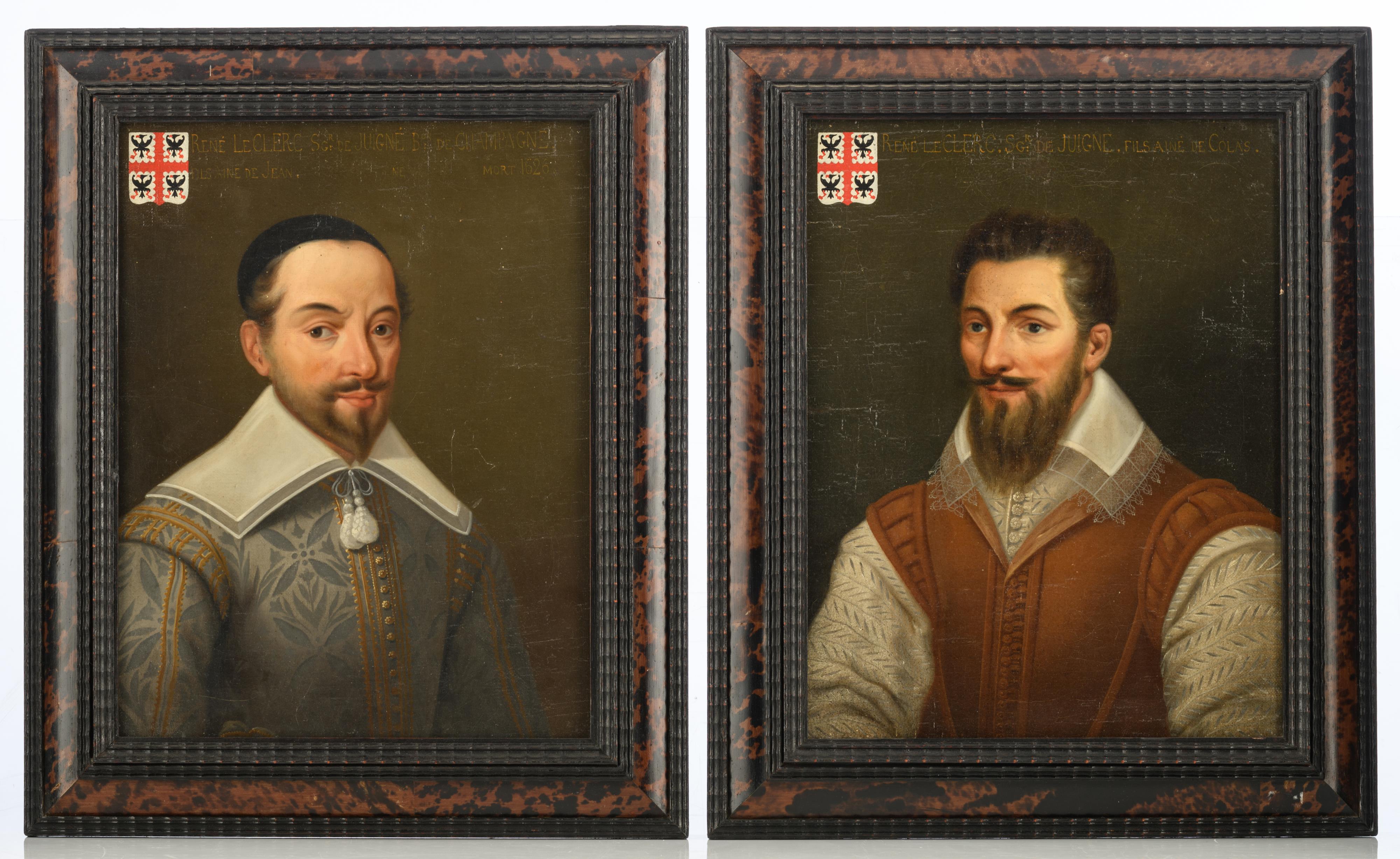 No visible signature, two family portraits of members of the 'Famille Le Clerc de Juign‚', with insc - Image 2 of 6