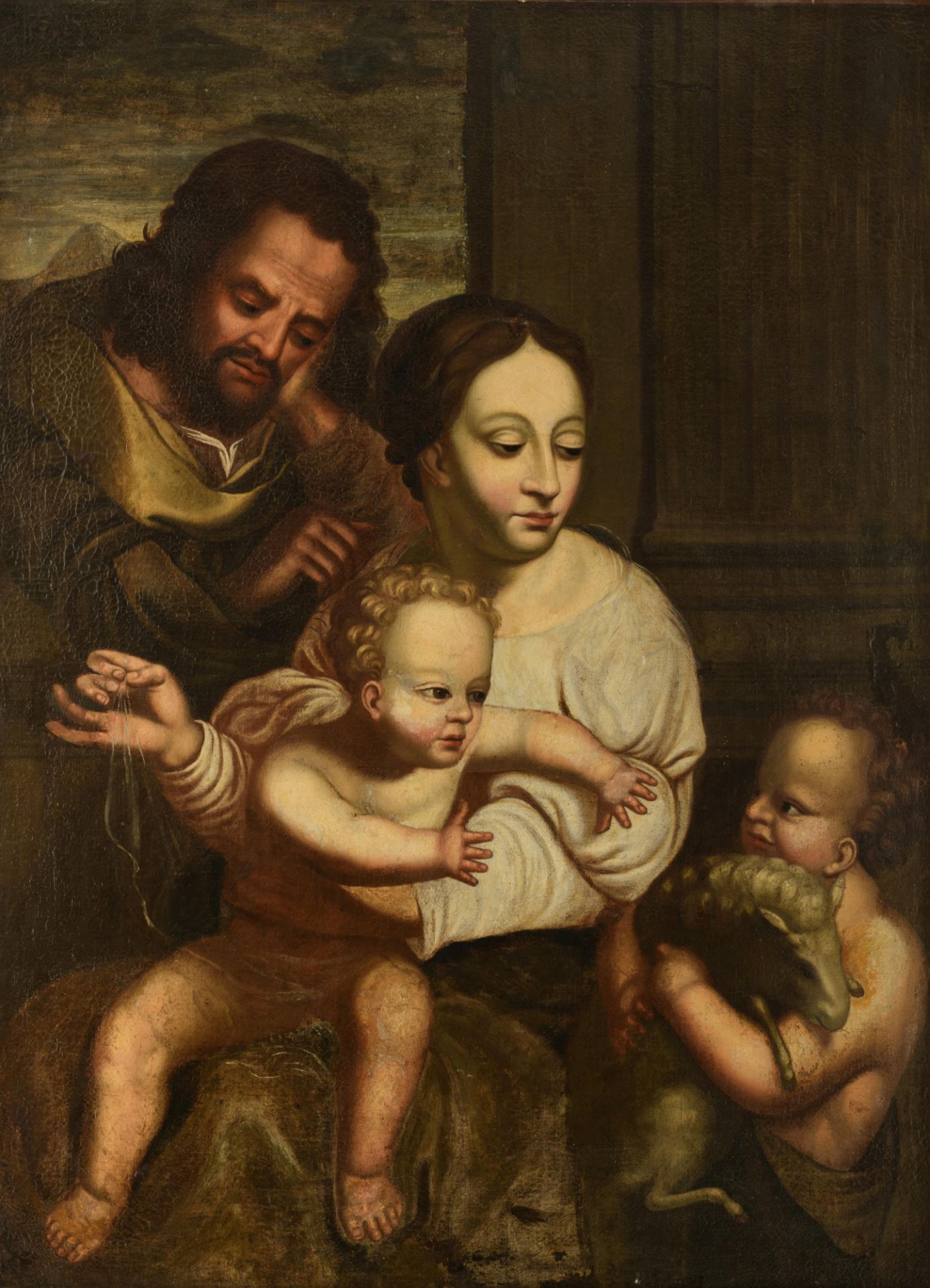 No visible signature, Joseph and Mary holding the Holy Child playing with the young Saint John The B