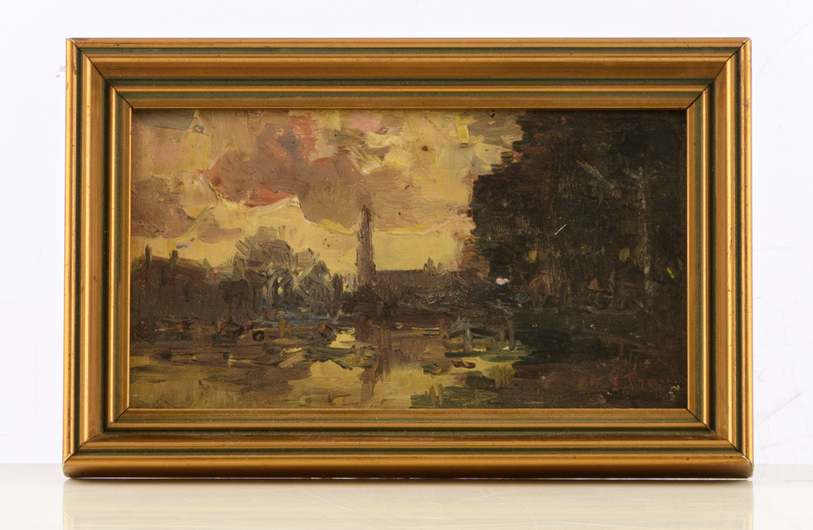 Apol A., a rural view in winter, oil on canvas, 50 x 60 cm. Added: Frank L., a cloudy view on Bruges - Image 4 of 7