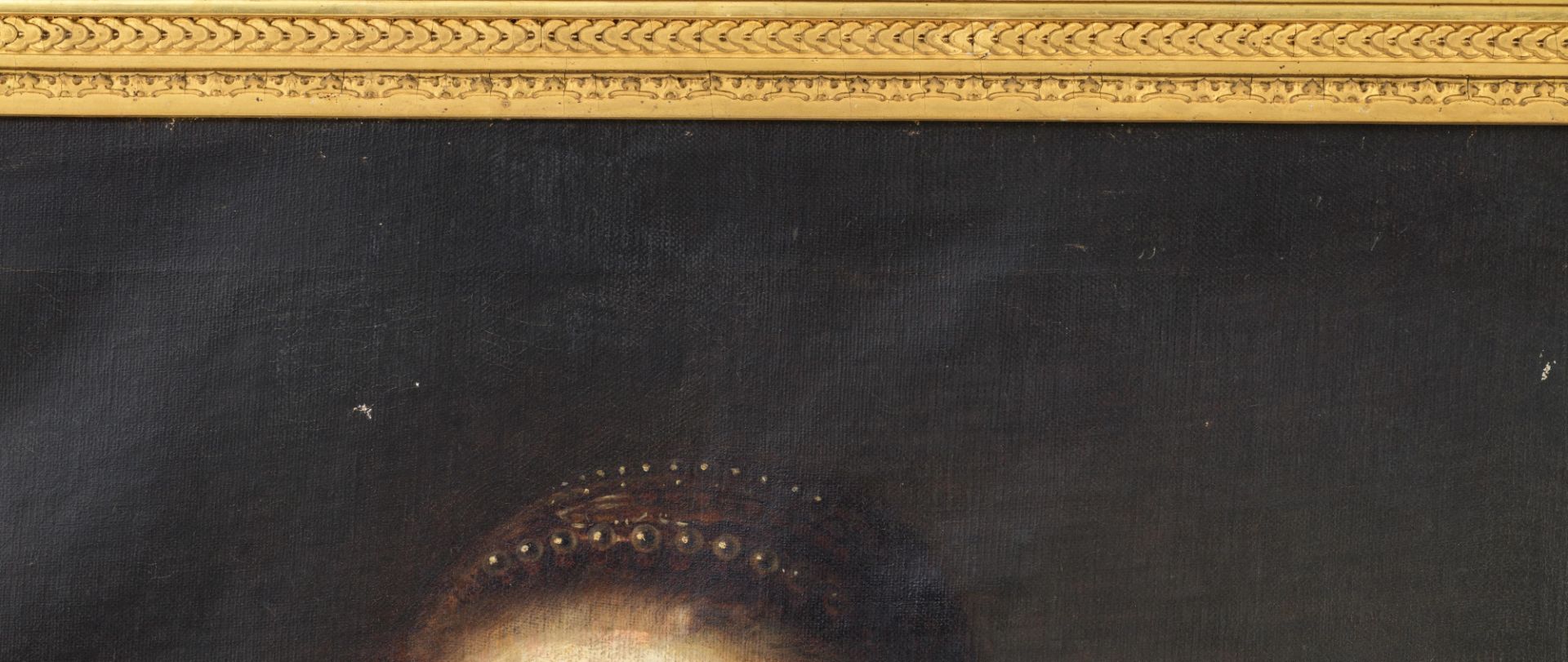 No visible signature, the portrait of a noble lady with a pearl necklace, 17th/18thC, oil on canvas, - Image 5 of 11