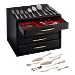 An Art Deco silver complete 'menagŠre' cutlery set in a matching box, 800/000, in total 184 pieces,