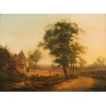 No visible signature, a rural landscape with a farm, the first half of the 19thC, the Low Countries,