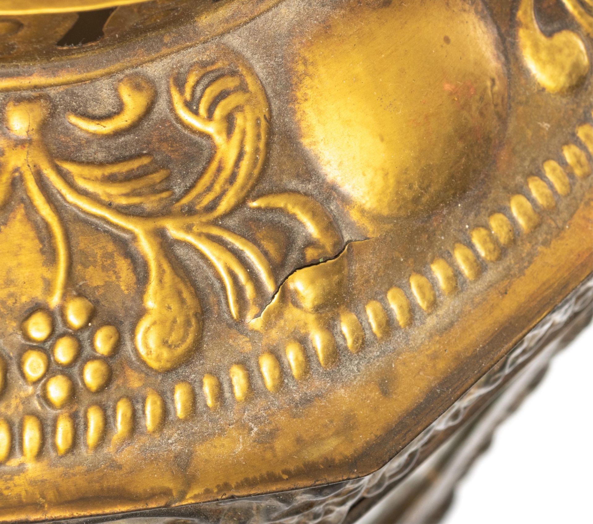 A Low-Countries brass lantern in a 17thC manner (possibly of the period or 19thC), H all-in 88 cm, , - Image 9 of 9