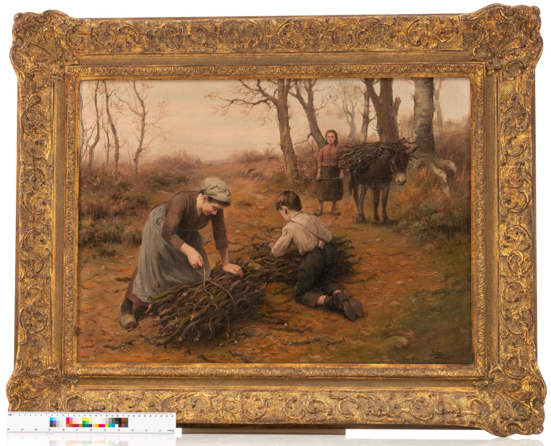 Alsina J., children gathering wood, oil on canvas, 54 x 73 cm - Image 7 of 7