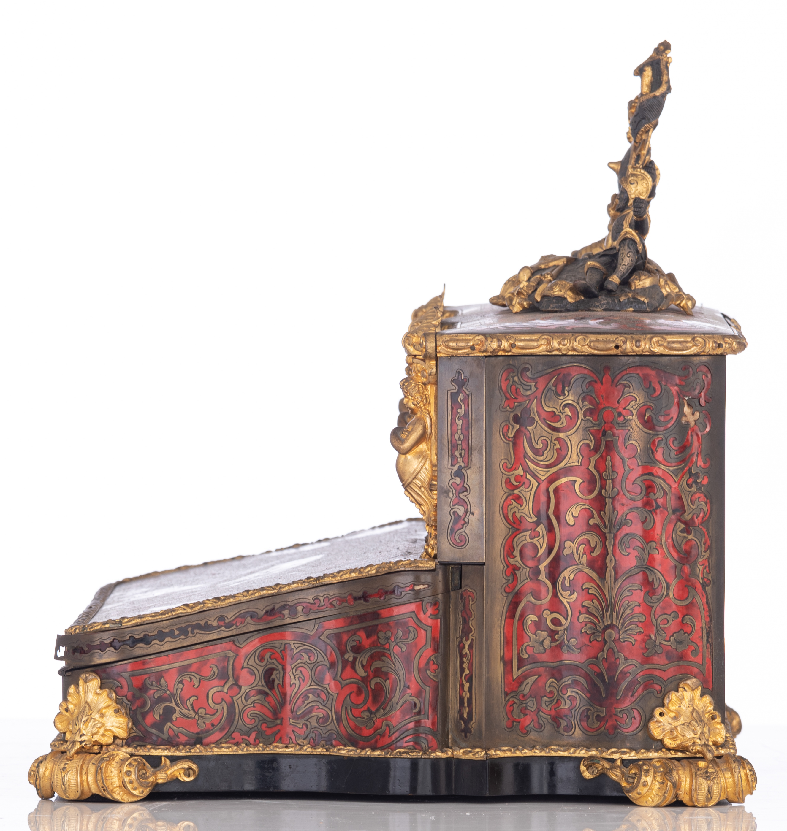A fine Historicism Revival Napoleon III Boulle work walnut '‚critoire', with gilt bronze mounts and - Image 3 of 15