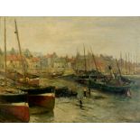 Van Damme F., fishing boats in the harbour, oil on canvas, 71 x 91 cm