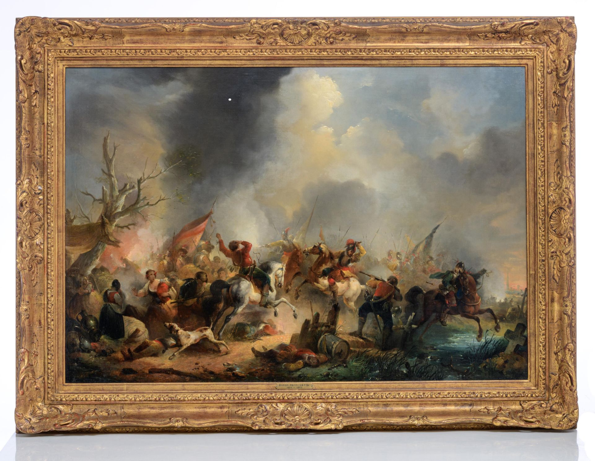 Monogrammed H.L. (Attributed To Henri Leys), A Battle Scene Of The 'Eighty Years' War', 19thC - Image 2 of 9