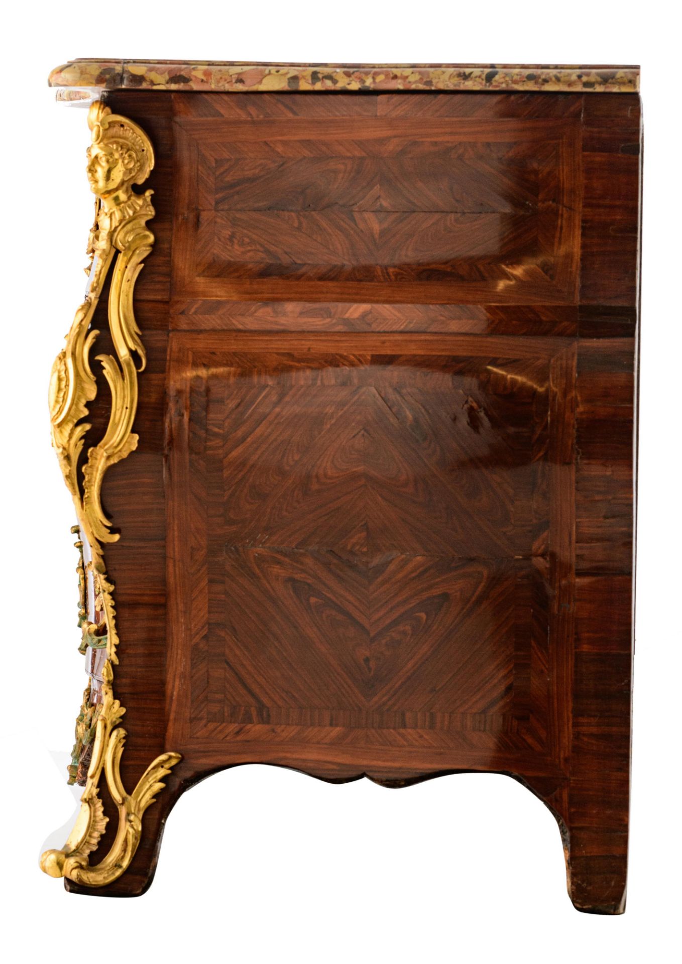 An exceptional and very fine kingwood veneered French early Louis XV 'commode galb‚', with ormolu br - Image 3 of 17