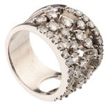 An 18ct white gold ladies ring, designed by Peter Quijo - Bruges - Belgium, set with 46 brilliant-cu