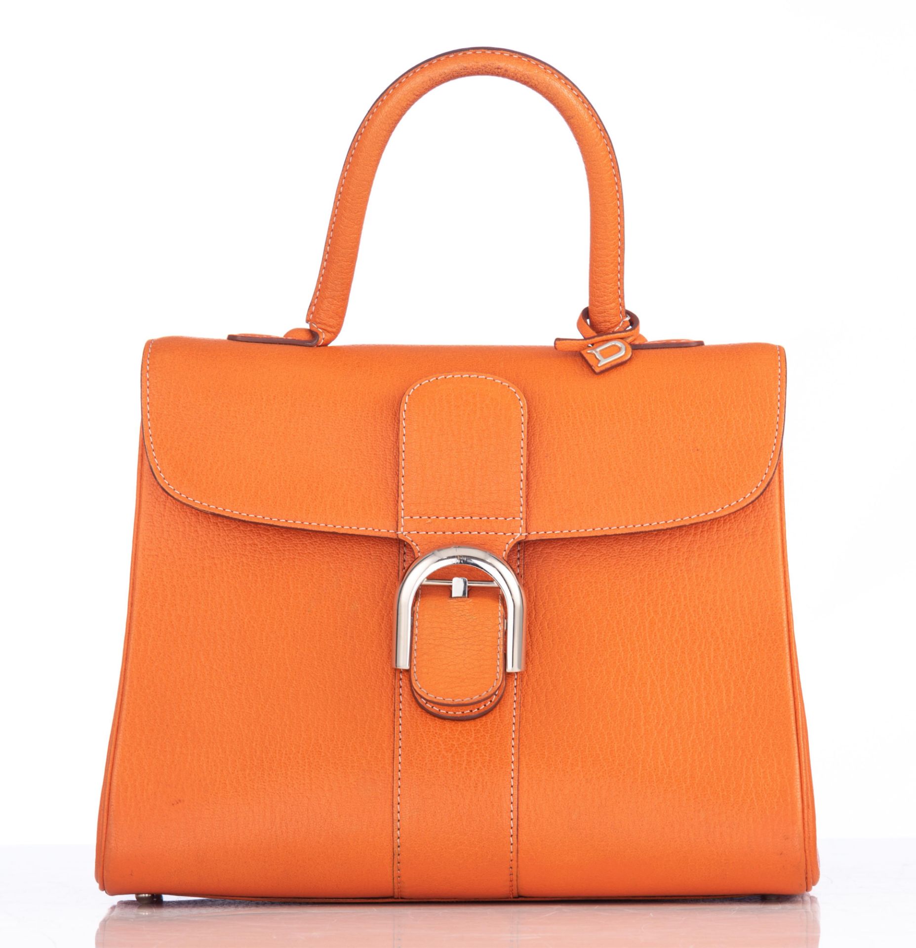 An orange leather Delvaux Brillant MM handbag, H 22 - W 29 cm - D 14,5 cm - Image 3 of 17