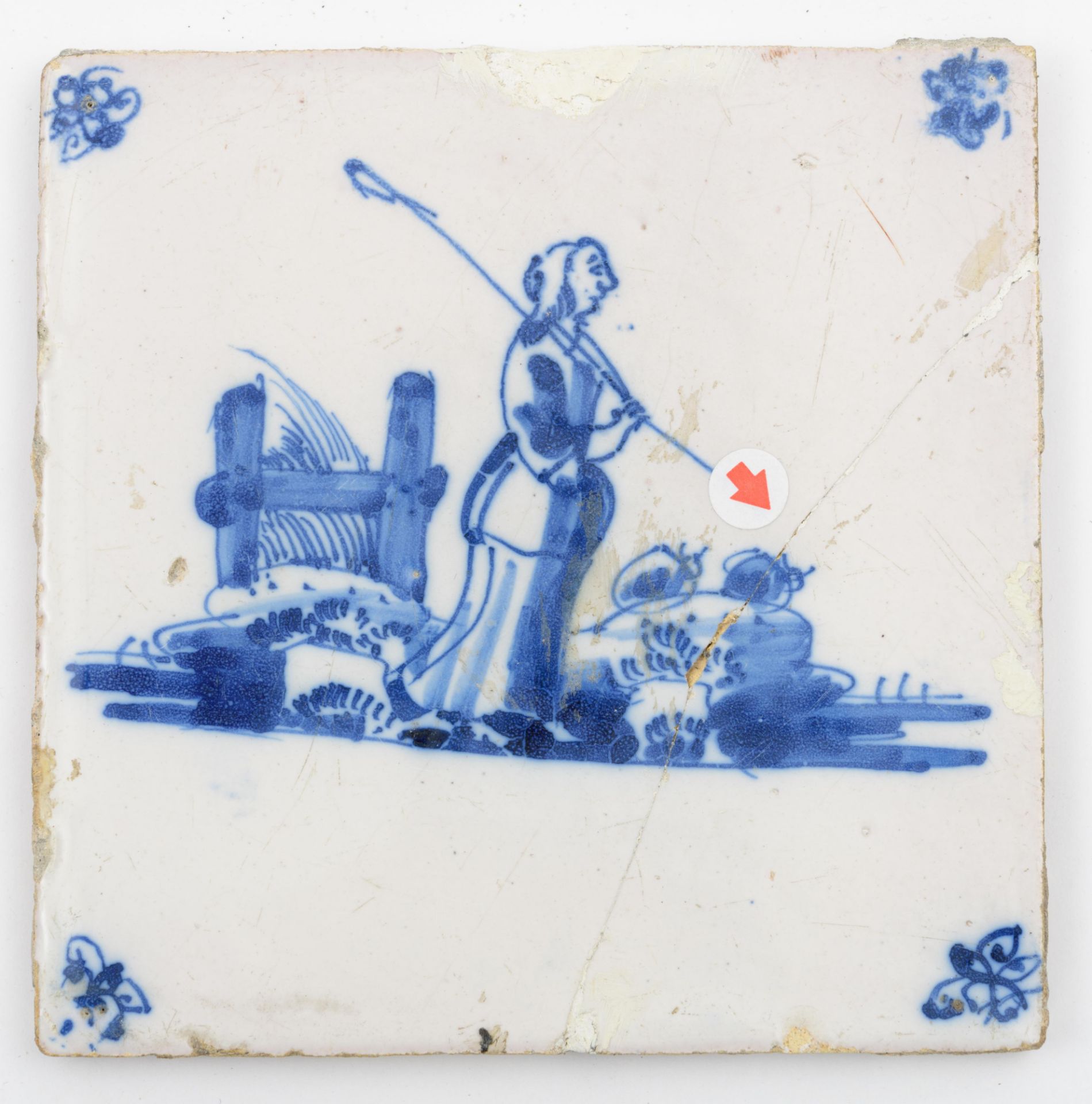 A large collection of 25 blue and white and manganese decorated Dutch Delftware tiles, depicting sev - Bild 4 aus 8