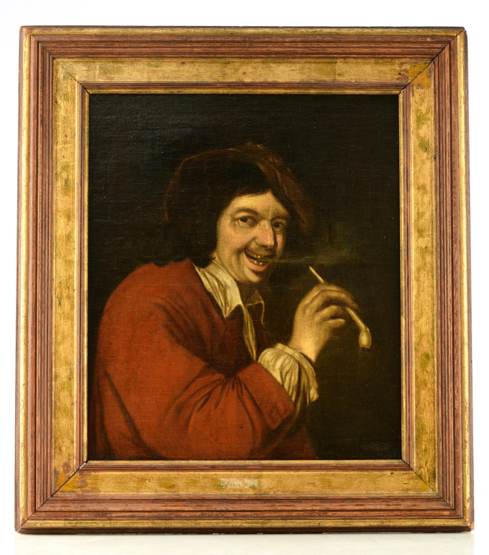 No visible signature (after Petrus Staverenus), the pipe smoker, 17thC, oil on canvas, 61 x 71 cm - Image 2 of 5