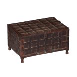 A walnut chest with wrought iron and brass fittings, the Middle East, H 20 - W 37 - D 27 cm