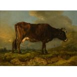 Legillon J.F., a grazing cow, dated 1785, oil on canvas, 21,5 x 28,5 cm