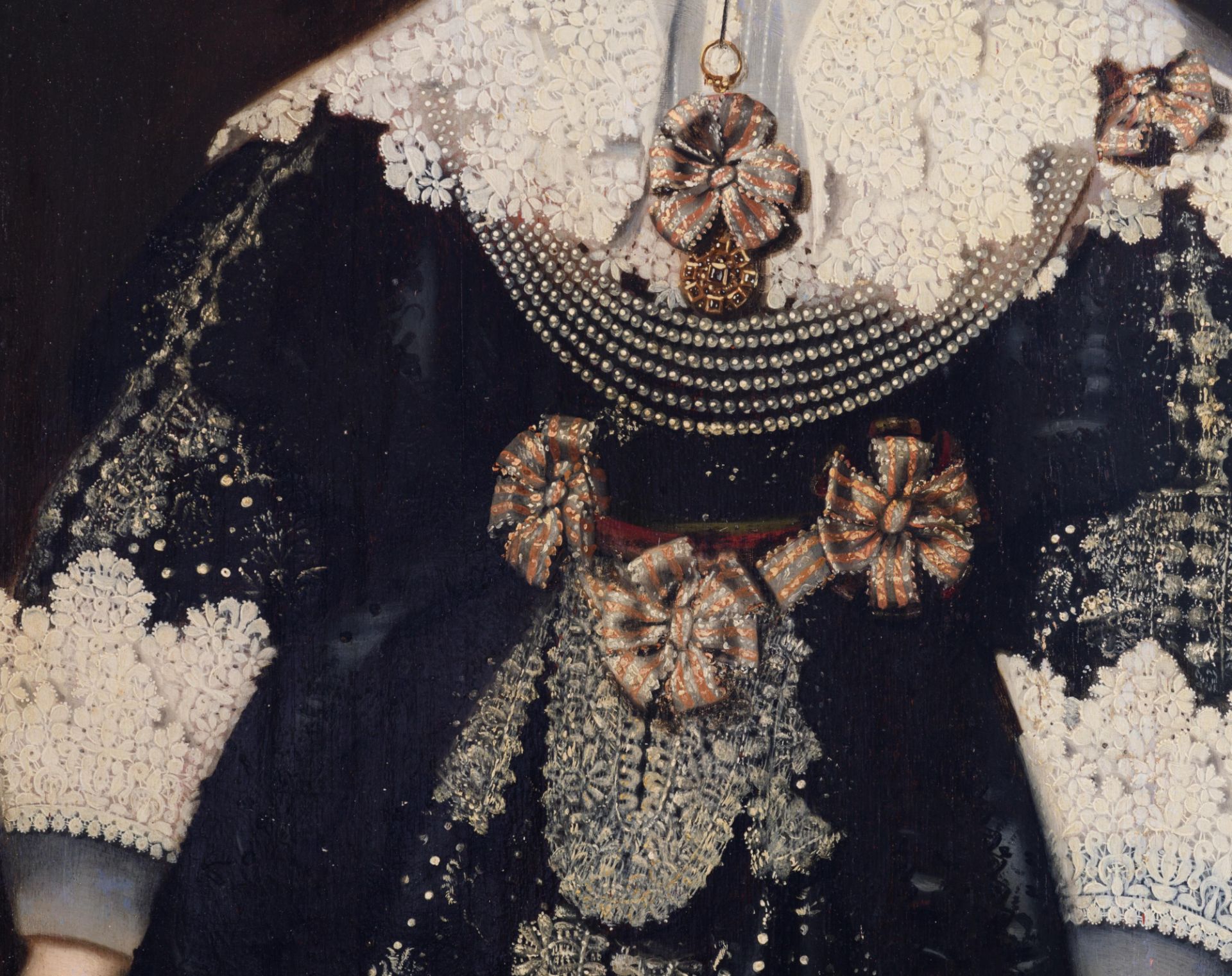 Dirck van Santvoort (attributed to), the three-quarter-length portrait of a well-off lady in a black - Bild 11 aus 13