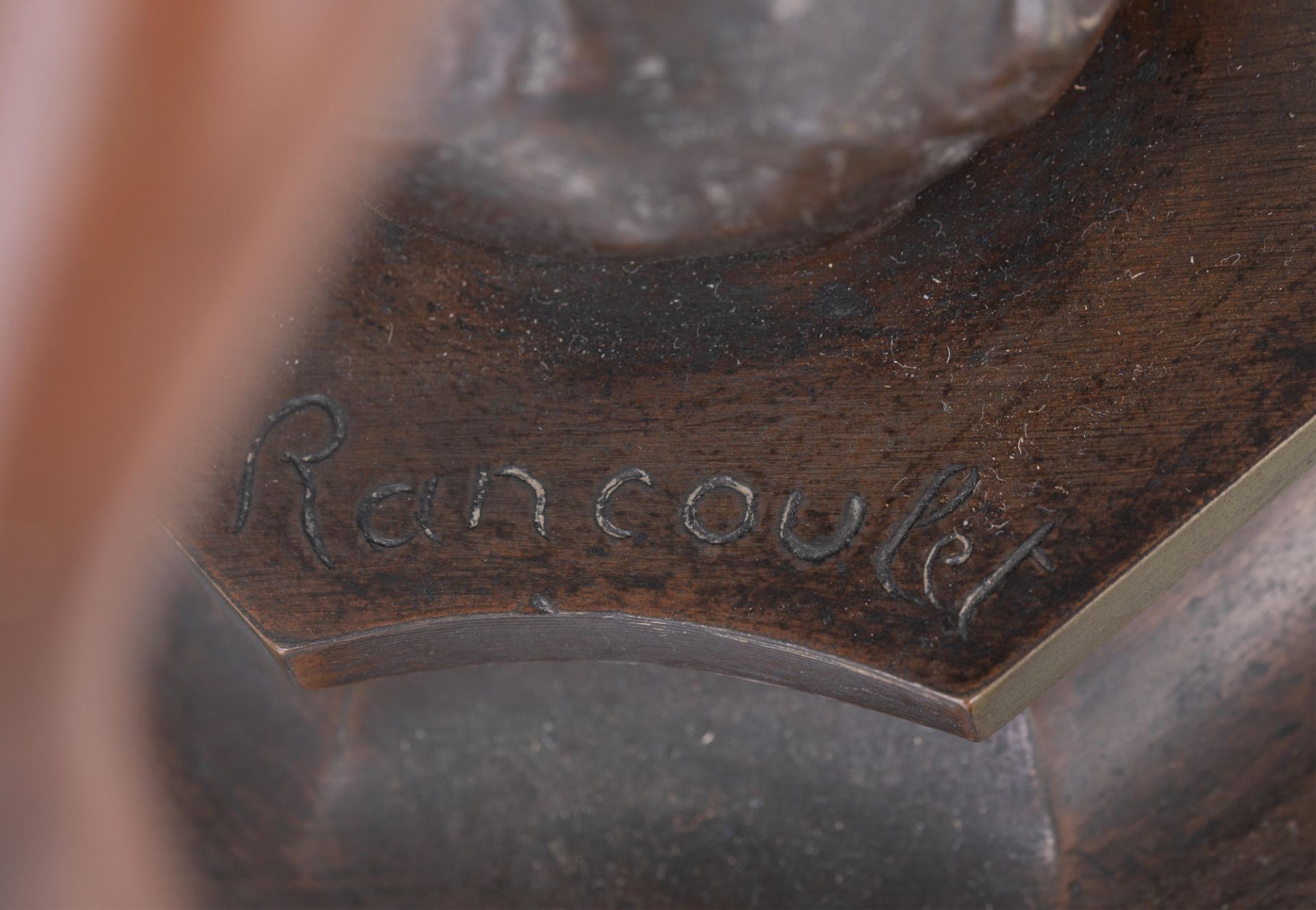 Rancoulet E., a pair of patinated bronze candelabras, titled 'La Nuit tout Repose' and 'Retour du Pr - Bild 9 aus 17