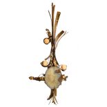 D'Haenens M., a brass vintage wall lamp, decorated with minerals and semi-precious stones, 1970/1980