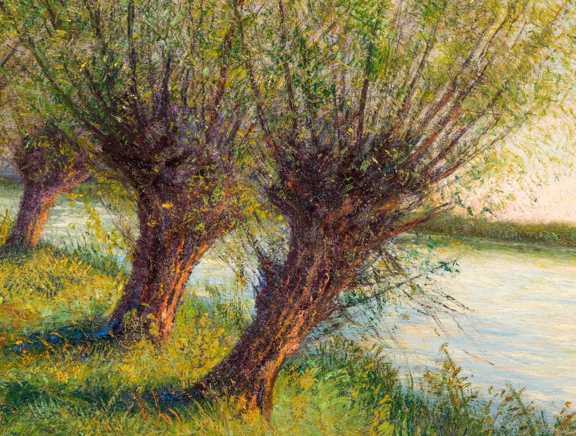 De Vadder F. pollard willows near the shore, oil on triplex, 35 x 53 cm. Added: Thiele K., a forest - Bild 6 aus 13