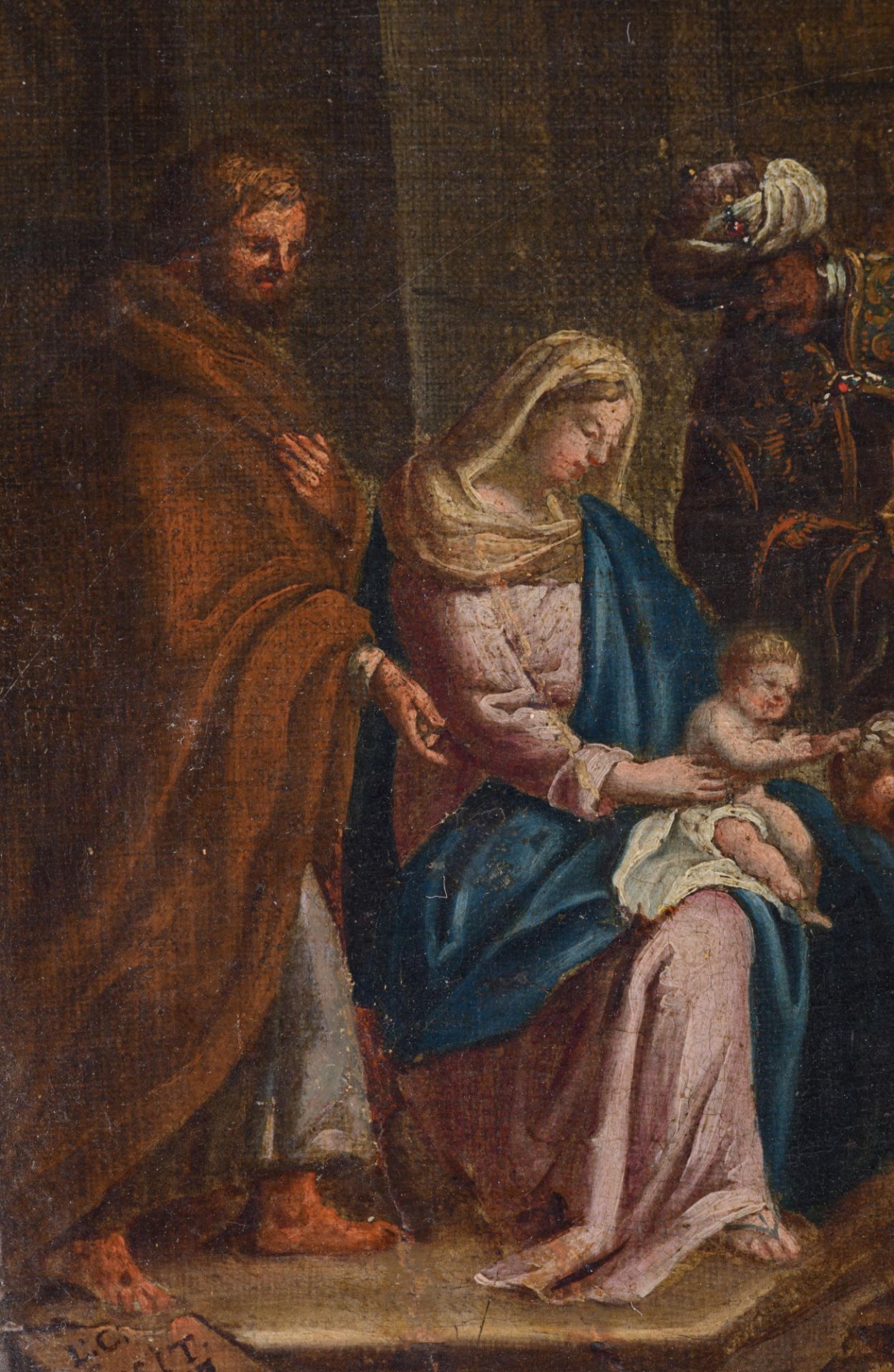 Monogrammed 'L.C. Fecit' (Cornelis Lens?), 'The Adoration of the Magi', dated 1767, oil on canvas, 2 - Bild 7 aus 8