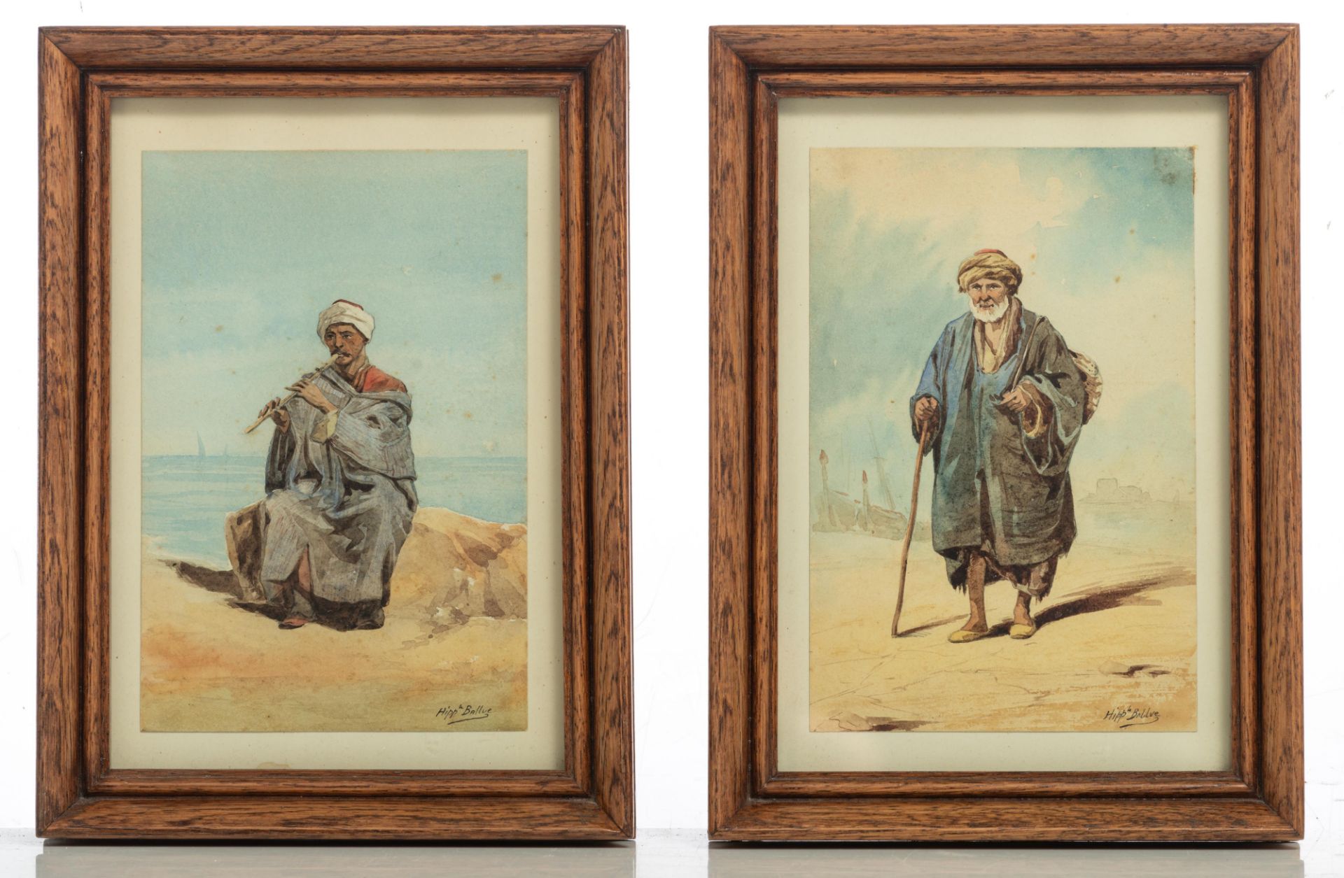 Ballue H. O., two Arab types, watercolour, 19thC, 12,4 x 18, 6 cm - Bild 2 aus 7