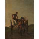 No visible signature (attributed to Theodore Verstraete), a farmer on his horse cart in the Campine,