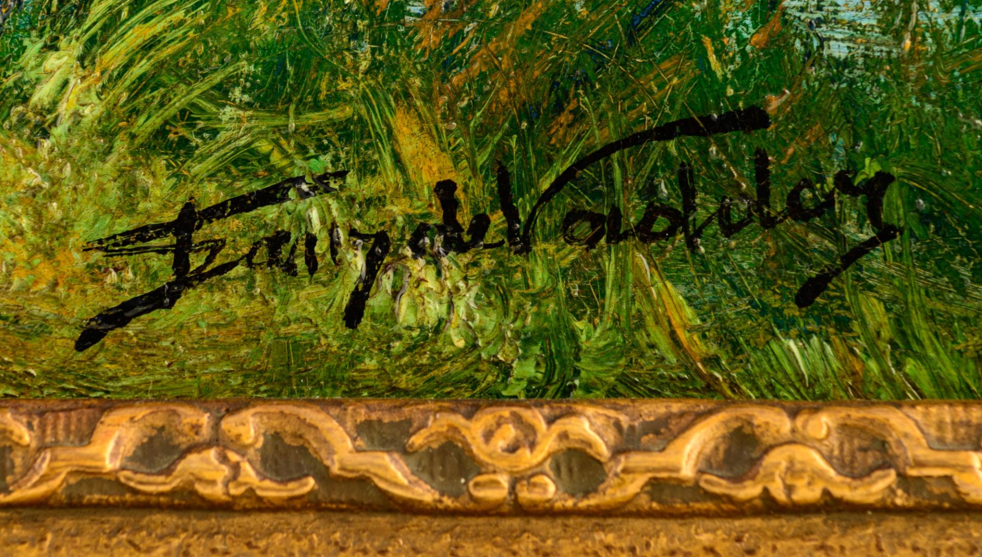 De Vadder F. pollard willows near the shore, oil on triplex, 35 x 53 cm. Added: Thiele K., a forest - Bild 13 aus 13