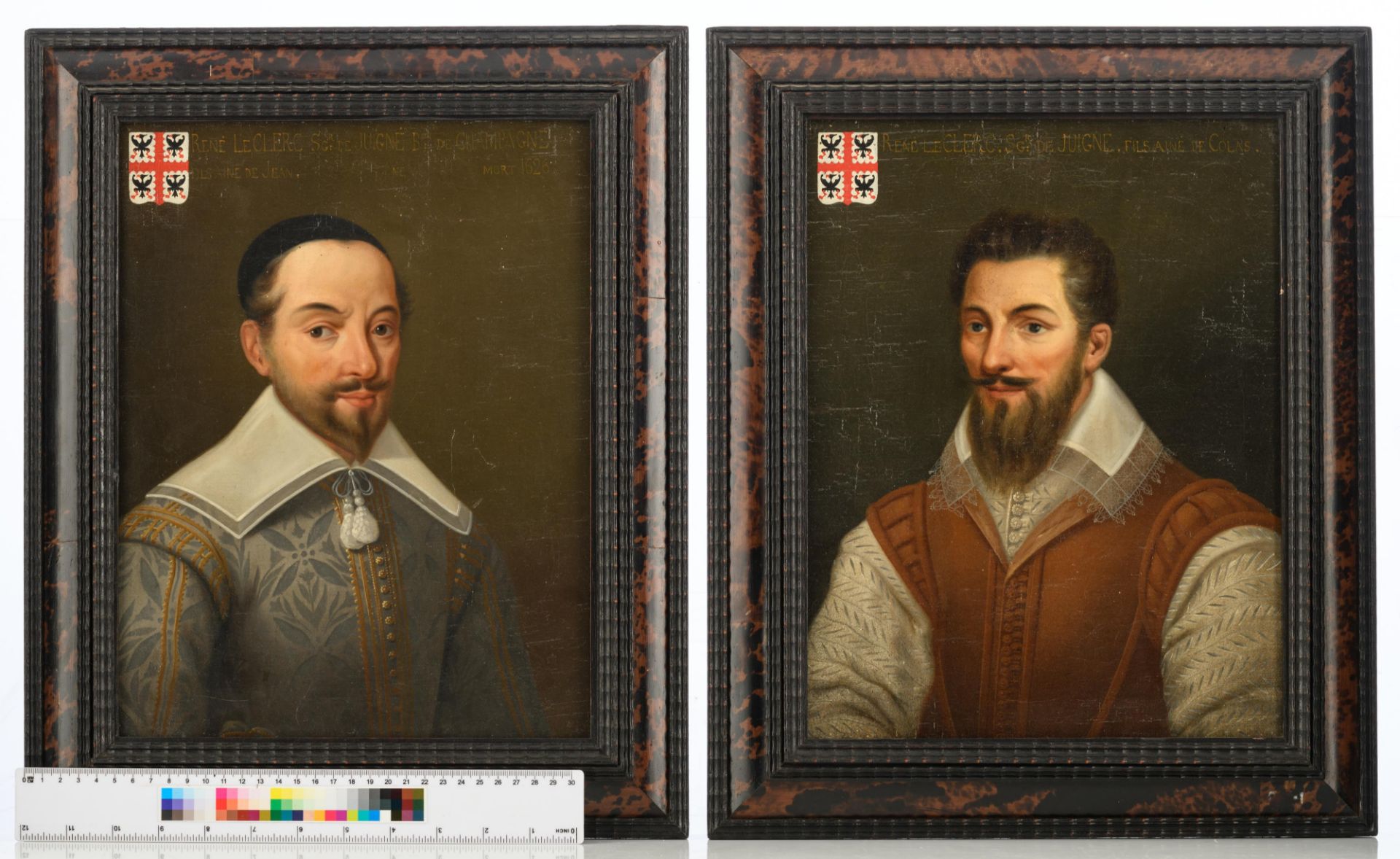 No visible signature, two family portraits of members of the 'Famille Le Clerc de Juign‚', with insc - Image 6 of 6