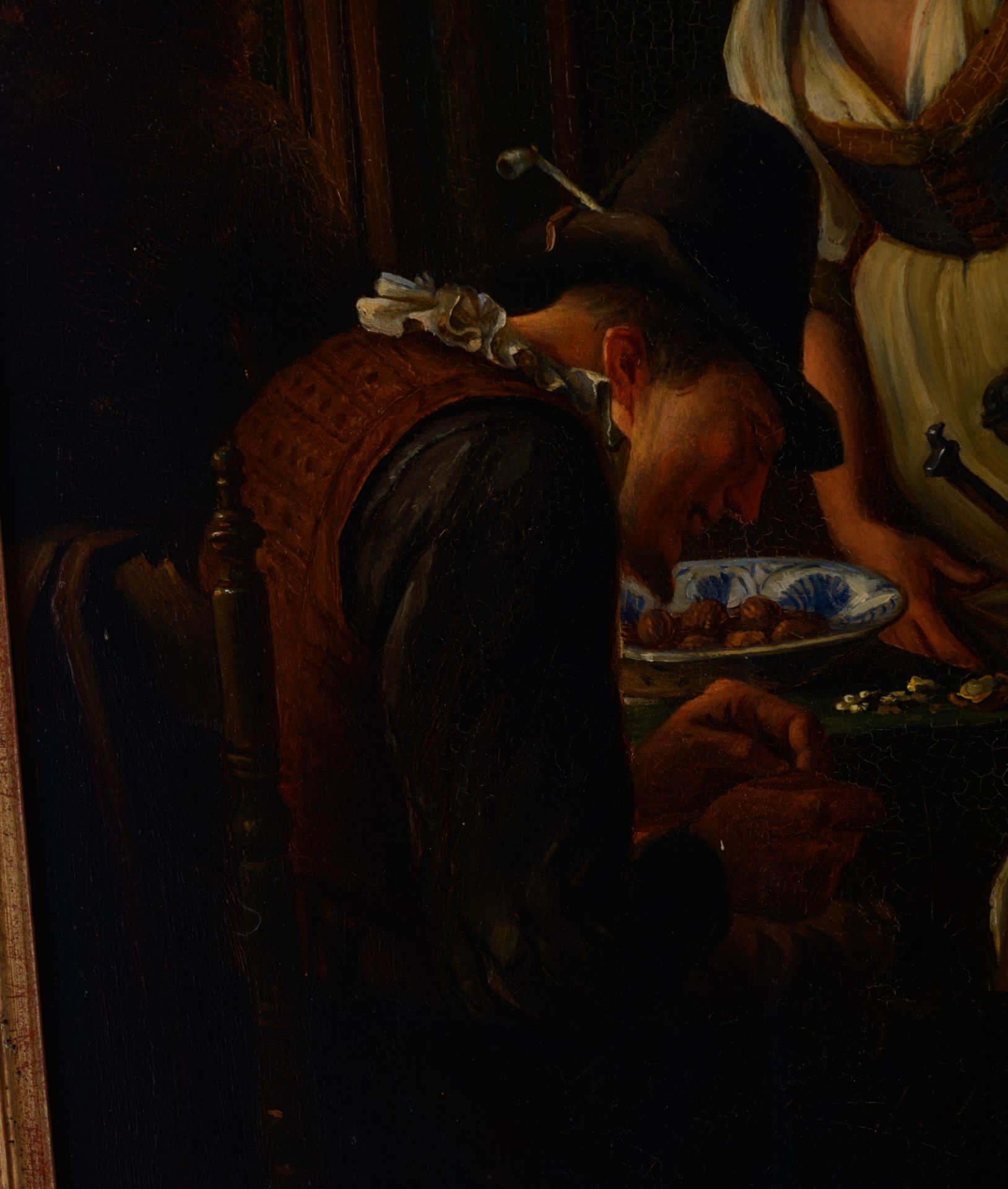 A fine copy after a famous genre painting by Jan Steen (signed 'J. Steen'), 'The Love Proposal', 19t - Image 8 of 10