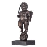 Rubin, ' El Pensamiento' bronze sculpture made as a homage to Fernando Botero, on a black marble bas