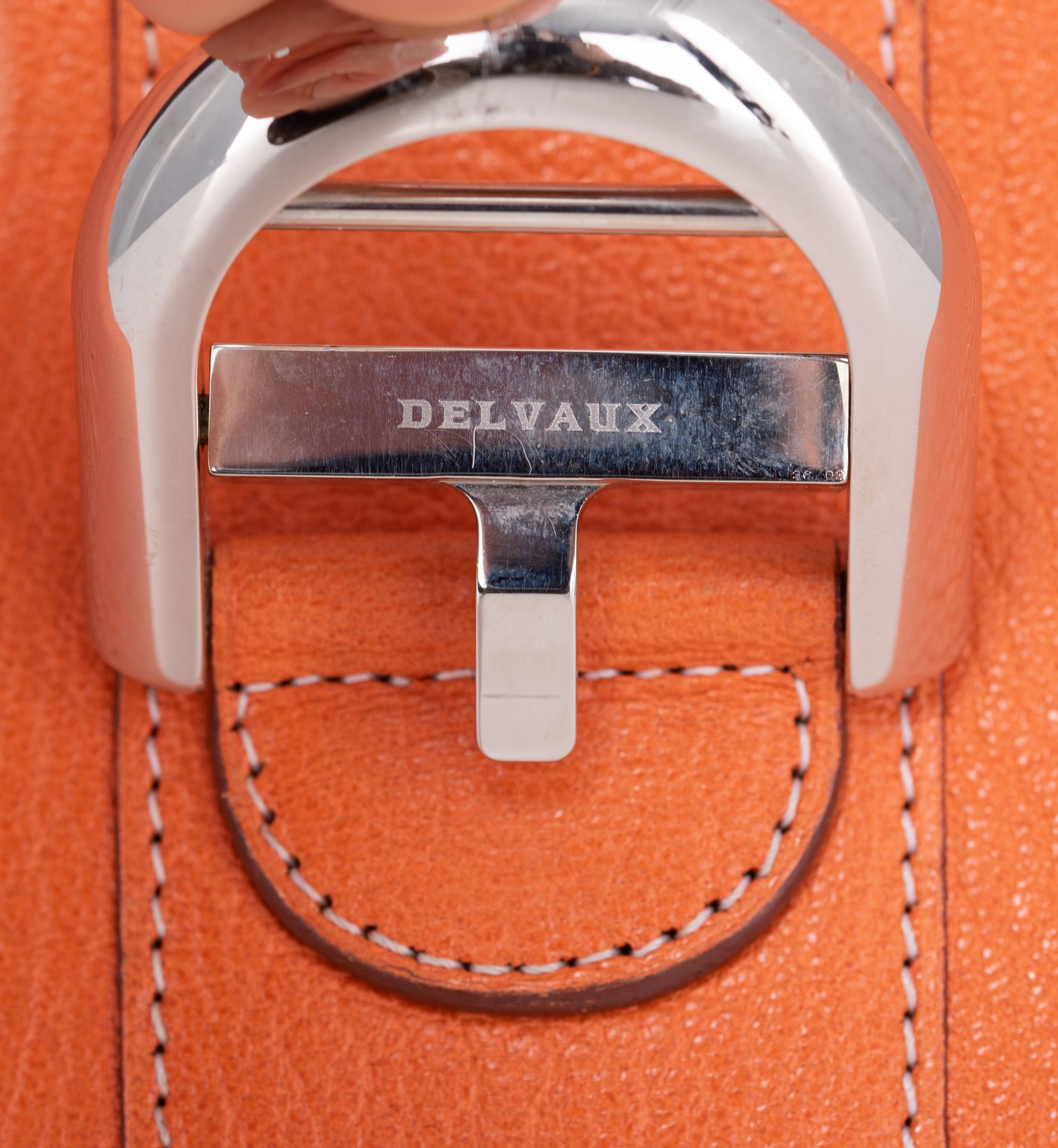 An orange leather Delvaux Brillant MM handbag, H 22 - W 29 cm - D 14,5 cm - Bild 10 aus 17