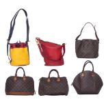 A collection of four Louis Vuitton Monogram handbags and two Delvaux handbagsÿ