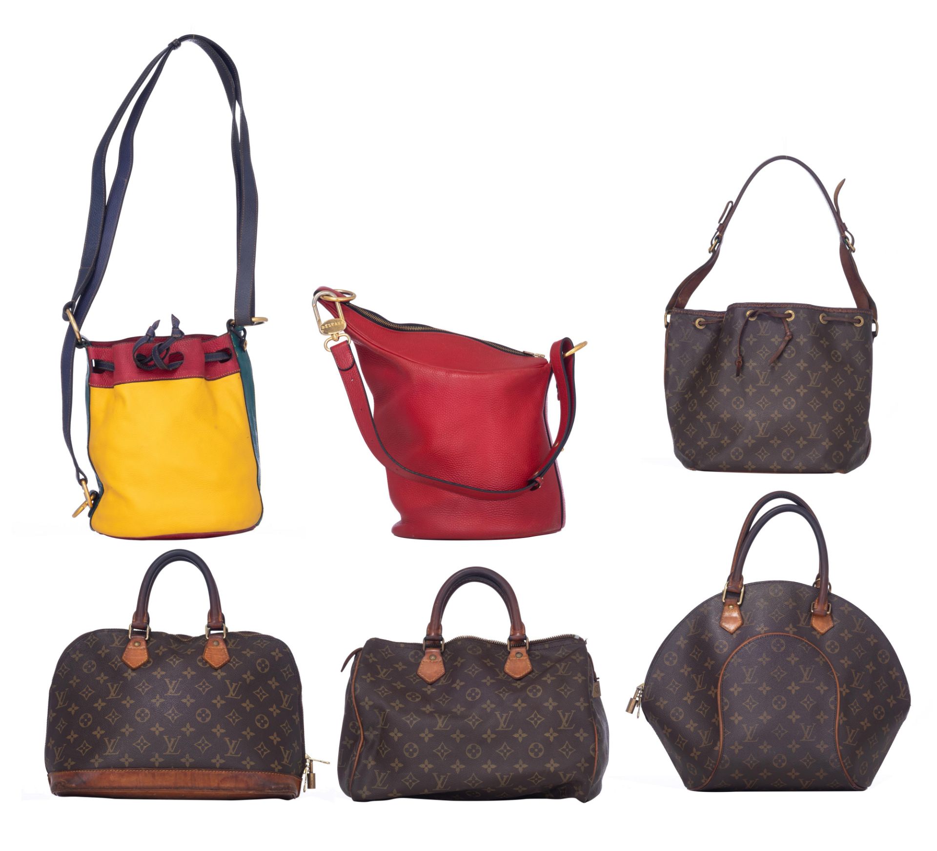 A collection of four Louis Vuitton Monogram handbags and two Delvaux handbagsÿ