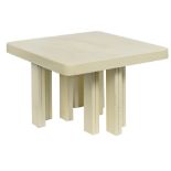 A '70s design off-white resin coffee table, by Jean Claude Dresse, H 41,5 - W 60 - D 60 cm